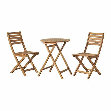 GUARDERIA Cabot Round Folding Table & 2 Chair Set, Natural GU3251421